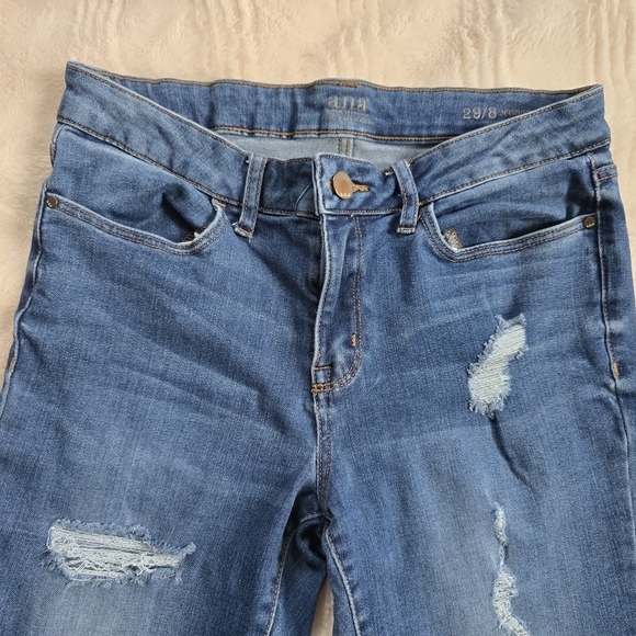 a.n.a Dark Blue Distressed Skinny Jeans - Picture 2 of 11